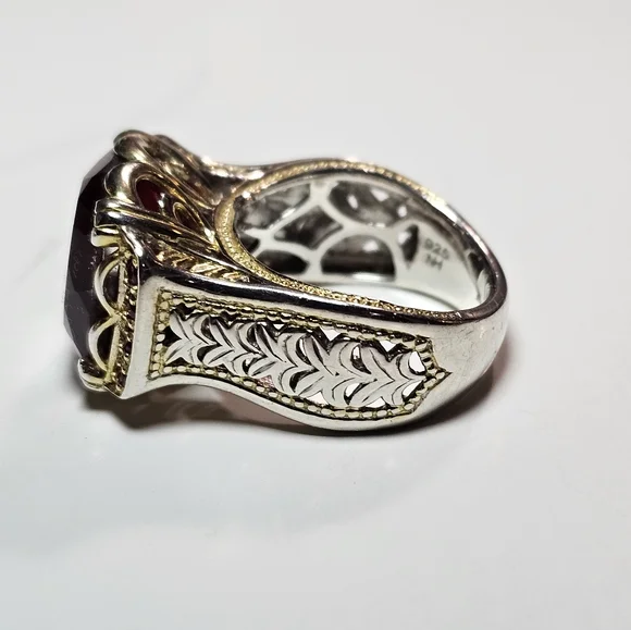 Authentic Michael Valitutti Red Quartz & Rubies Ring Sterling Silver & 18k Sz 6! - Picture 3 of 6